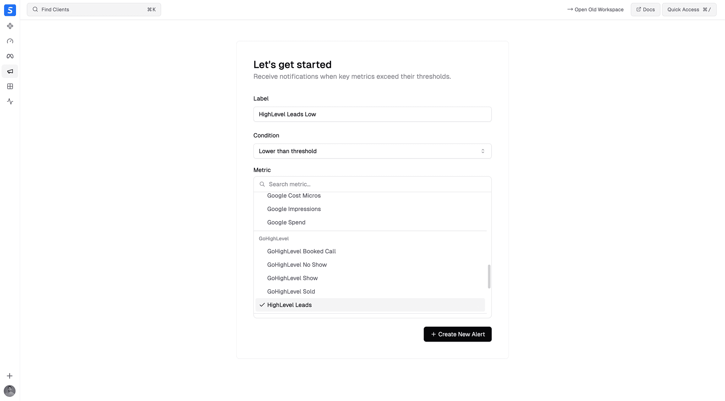 Create alerts UI image