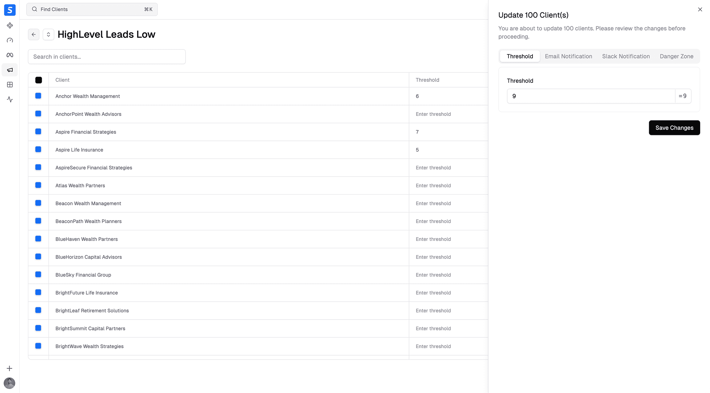 Bulk apply alerts UI image